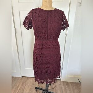 RSVP Talbots Maroon Lace structured Dress Size 10